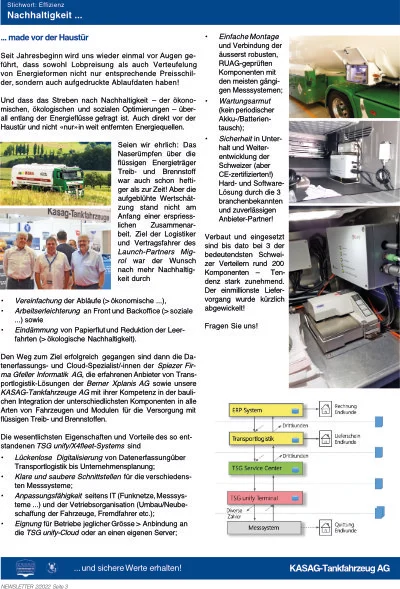 KASAG Tankfahrzeuge AG, Newsletter